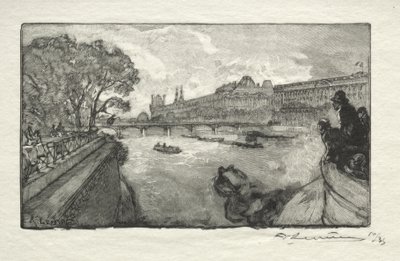 O Louvre, visto da Pont Neuf de Auguste Louis Lepère