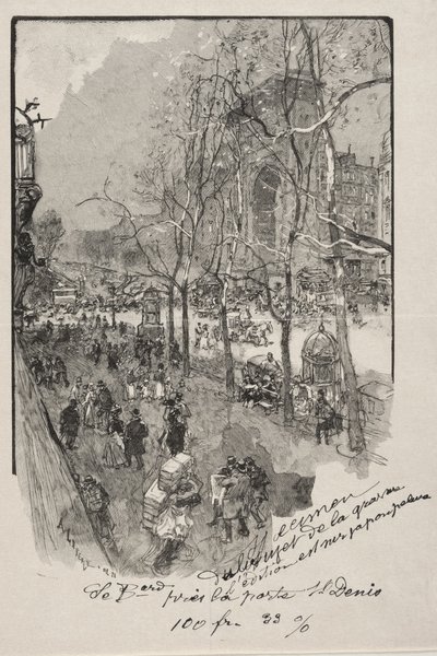 Os Boulevards, perto de Porte St. Denis de Auguste Louis Lepère