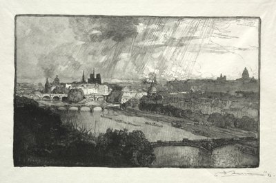 Paris, vista do Pavillon de Flore de Auguste Louis Lepère