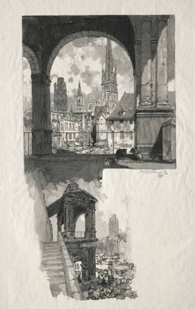 Rouen Ilustrado: Passeio pela Place de la Haute Vieille; Edícula do Orgulho de Auguste Louis Lepère