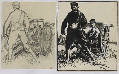 Artilheiros belgas, 1914. de Auguste Louis Lepère