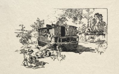 Alojamento em barco. de Auguste Louis Lepère