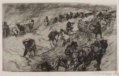 Luta contra a neve, Quai aux Fleurs, 1890. de Auguste Louis Lepère