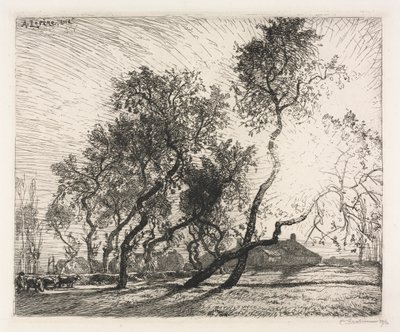 Fazenda com álamos da Holanda de Auguste Louis Lepère