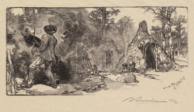 Floresta de Fontainebleau: Coalmen La Forêt de Fontainebleau: Les Charbonniers, 1890. de Auguste Louis Lepère