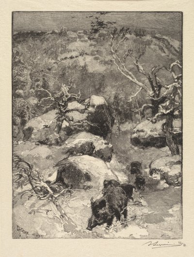 Floresta de Fontainebleau: Penhasco de Cuvier-Châtillon A Floresta de Fontainebleau: Roche Cuvier-Châtillon, 18 de Auguste Louis Lepère