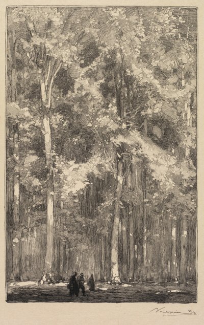 Floresta Fontainebleau: Manhã, Encruzilhada da Rota dos Fortes de Marlotte de Auguste Louis Lepère