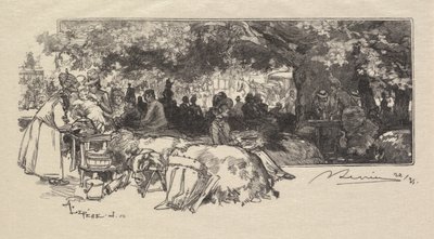 Floresta de Fontainebleau: Mãe Pichards Cantina La Forêt de Fontainebleau ..., 1890. de Auguste Louis Lepère
