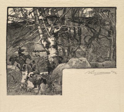 Floresta de Fontainebleau: Passeio aos cães em Mont-Gerard A floresta de Fontainebleau, 1890. de Auguste Louis Lepère