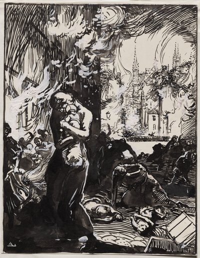 O Fogo de Leuven de Auguste Louis Lepère