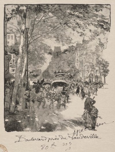 O Boulevard perto de Vaudeville de Auguste Louis Lepère