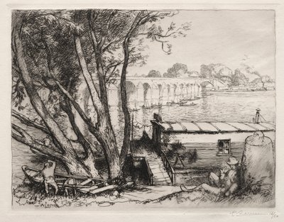 Pont de Poissy, 1917. de Auguste Louis Lepère