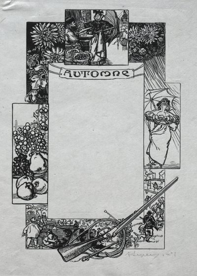 Almanaque de Paris, 1897: Fronteira Decorativa, Outono de Auguste Louis Lepère