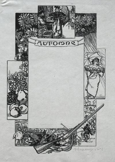 Almanaque de Paris, 1897: Fronteira decorativa, outono, 1897. de Auguste Louis Lepère