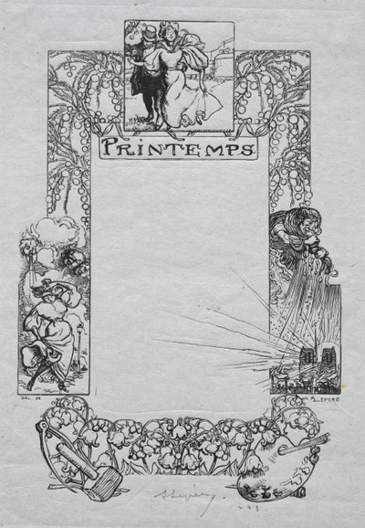Almanaque de Paris, 1897: Fronteira decorativa, primavera, 1897. de Auguste Louis Lepère