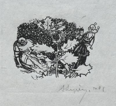 Paris Almanac, 1897: Tail-piece, Inverno de Auguste Louis Lepère