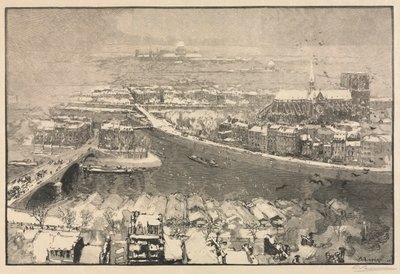 Paris sob a neve, 1890. de Auguste Louis Lepère