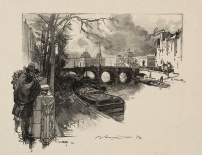 Braço pequeno do Sena em Pont Neuf de Auguste Louis Lepère