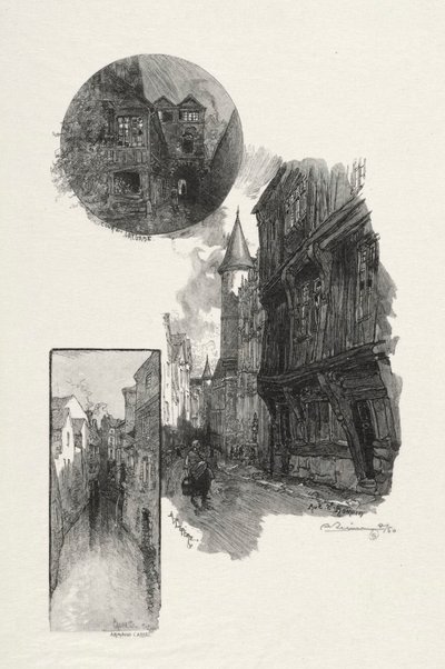 Rouen Ilustrado: Cour de LAlbane, Rue Saint Romain, Laubette Rue Armand - Carrel, 1896. de Auguste Louis Lepère