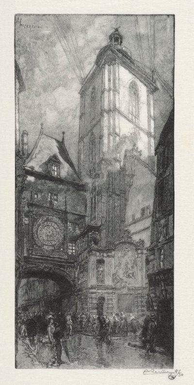 Rouen Ilustrado: O Grande Relógio, 1888. de Auguste Louis Lepère