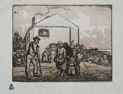 Os Mendigos na Última Casa, 1905. de Auguste Louis Lepère