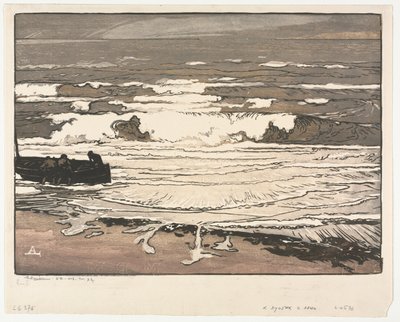 As ondas de ruptura, maré de setembro de 1901, 1901. de Auguste Louis Lepère