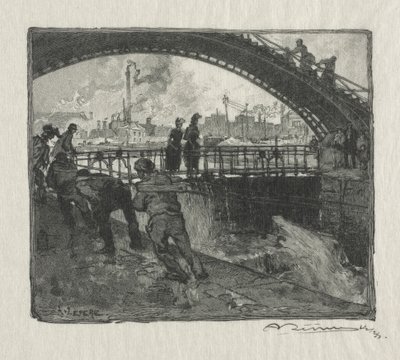 A eclusa do canal de St. Martin de Auguste Louis Lepère