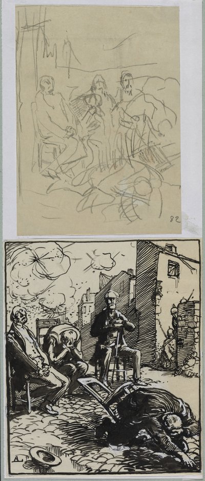 Três reféns sentados, 1914. de Auguste Louis Lepère
