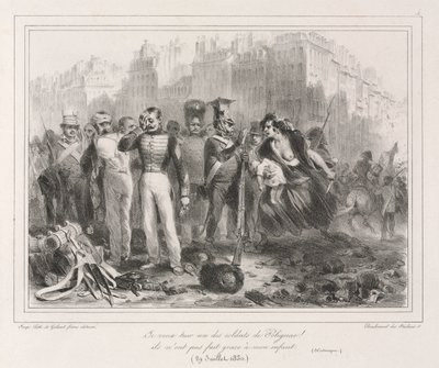 Álbum de 1831: Quero matar um dos soldados de Polignac. Eles não pouparam meu filho (Histórico) de Auguste Raffet