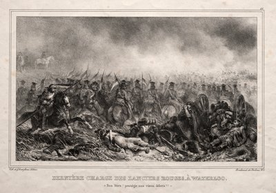 Última carga dos lanceiros vermelhos em Waterloo de Auguste Raffet
