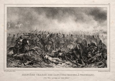 Última carga dos lanceiros vermelhos em Waterloo. de Auguste Raffet