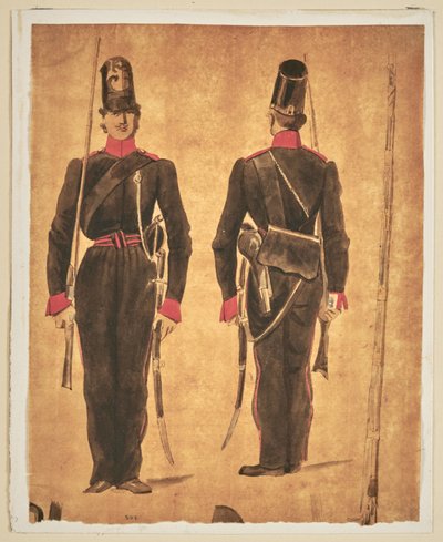 Estudo de uniforme militar: artilharia de Auguste Raffet