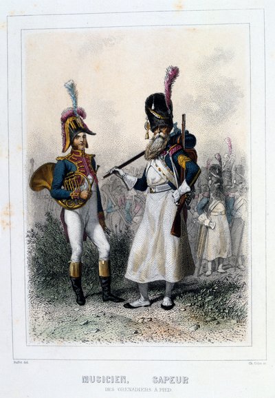 Músico e sapador dos granadeiros-à-Pied, 1859. de Auguste Raffet