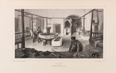 Banho tártaro, Sala de descanso. De Voyage dans la Russie por Anatole de Demidoff, 1837. de Auguste Raffet