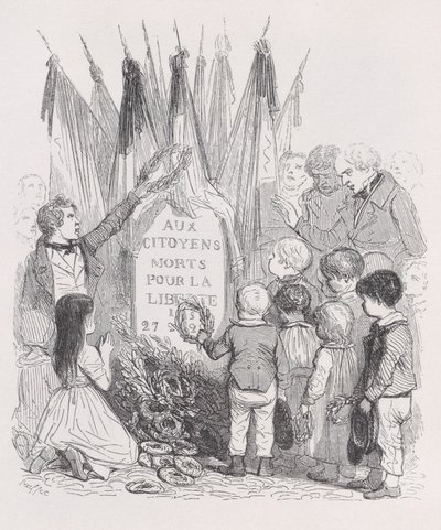 Os túmulos de julho de The Complete Works of Béranger, 1836. de Auguste Raffet