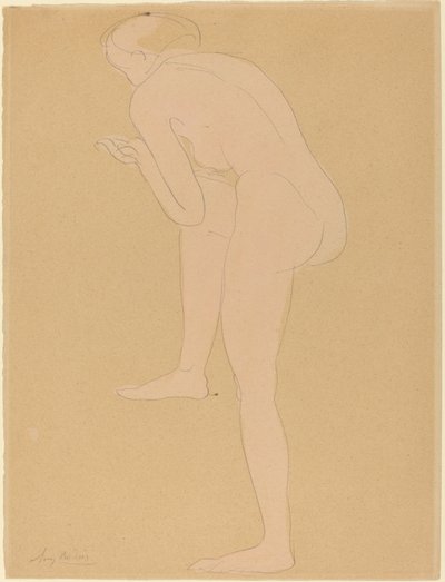 Figura dobrada para frente com o joelho direito levantado de Auguste Rodin