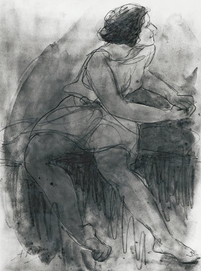 Isadora Duncan (1878-1927) (lápis e lavagem no papel) de Auguste Rodin