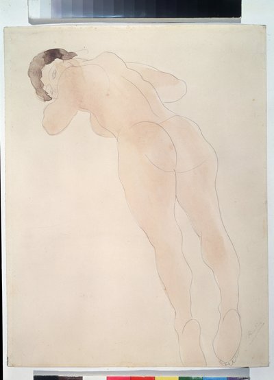 ""Nu"" (Nu) Mulher nua deitada. Aquarela de Auguste Rodin (1840-1917) 1900-1908 Museu Pushkin, Moscou de Auguste Rodin