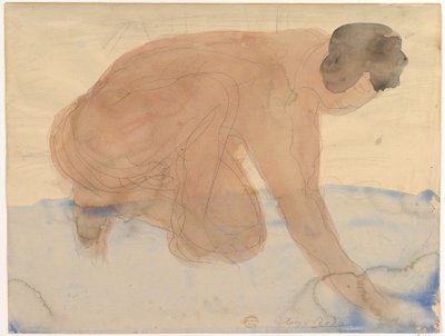 Figura nua de joelhos e com as mãos no chão (Carrasco) de Auguste Rodin