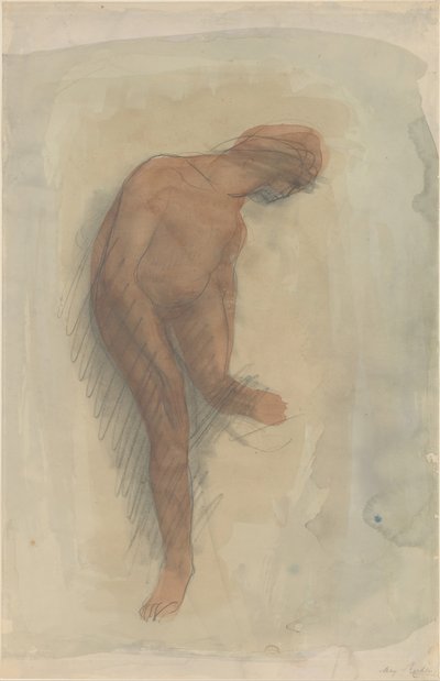 Figura feminina nua segurando o pé esquerdo, 1900-1912. de Auguste Rodin