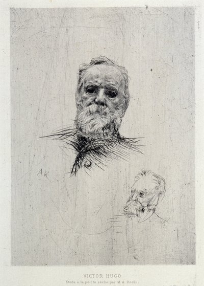 Retrato de Victor Hugo (1802-1885), ilustração de The Gazettes de beaux Arts de Auguste Rodin