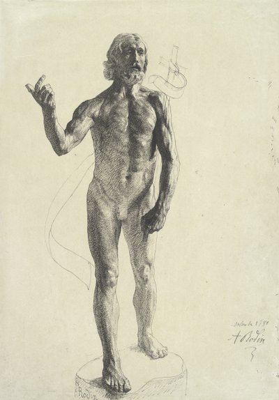 São João Batista, 1880 (tinta preta com grafite sobre papel) de Auguste Rodin