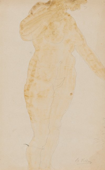 Nu feminino em pé, braço esquerdo estendido de Auguste Rodin