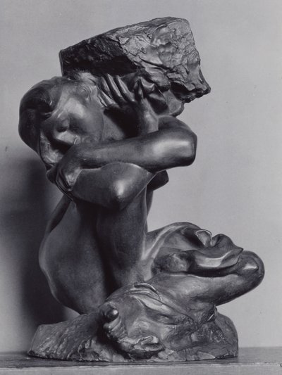 A cariátide caída carregando sua pedra de Auguste Rodin