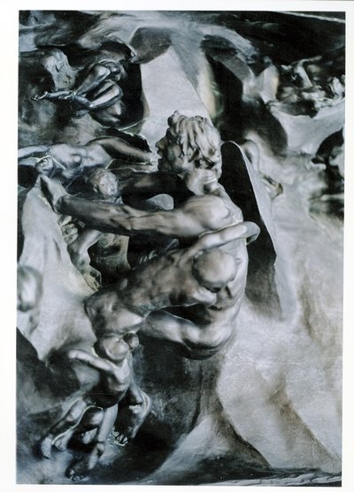 As Portas do Inferno, detalhe de Ugolino e seus Filhos, painel central esquerdo, bronze c.1887 de Auguste Rodin