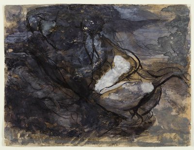 O sábado das bruxas (anverso); esboços de centauros (verso) de Auguste Rodin