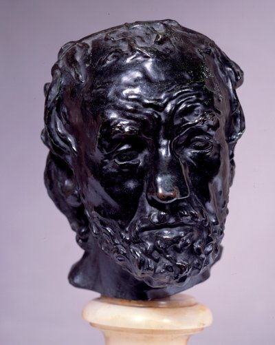 cabeça de homem com nariz quebrado Escultura de Auguste Rodin (1840-1917) Paris do século XIX, Musee Rodin de Auguste Rodin