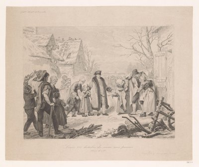 Luís XVI visitando um bairro pobre
Louis XVI distribuindo des secours aux pauvres (título sobre o objecto) de Auguste Thomas Marie Blanchard