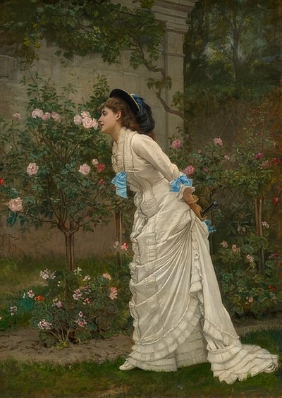 Senhora cheirando a rosas. 1879 de Auguste Toulmouche