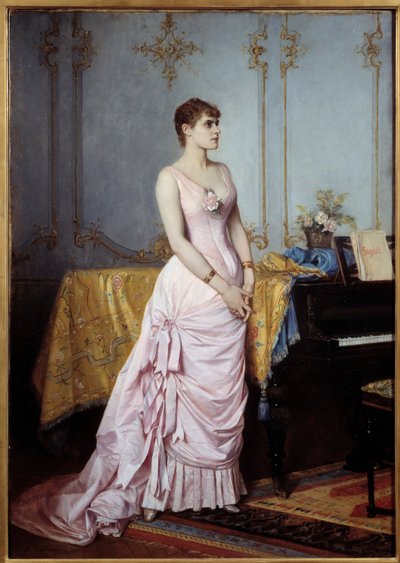 Retrato da cantora Rose Caron (1857-1930). Pintura de Auguste Toulmouche (1829-1890) de Auguste Toulmouche